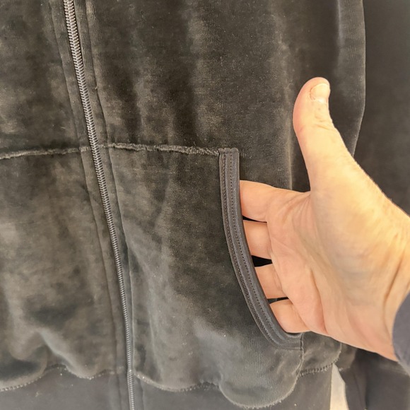 BCBGMAXAZRIA Black Y2K Velour Zip Up Embroidered Logo Hoodie Womens Size M - Picture 4 of 11